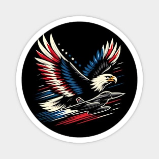 Red White Blue American Flag Jet Fighter Eagle Patriotic Magnet